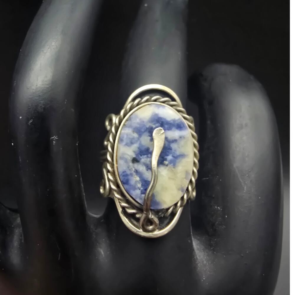 Blue Sodalite Gemstone Ring Size 6 Vintage Boho